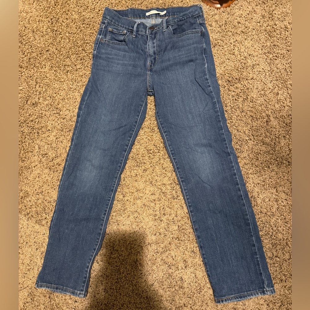 Levi's Women's Blue High Rise Straight Cropped Jeans 724